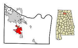 Morgan County Alabama Incorporated and Unincorporated areas Hartselle Highlighted